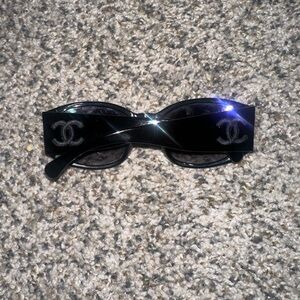 Chanel Black Designer Sunglasses with Iconic CC Logo